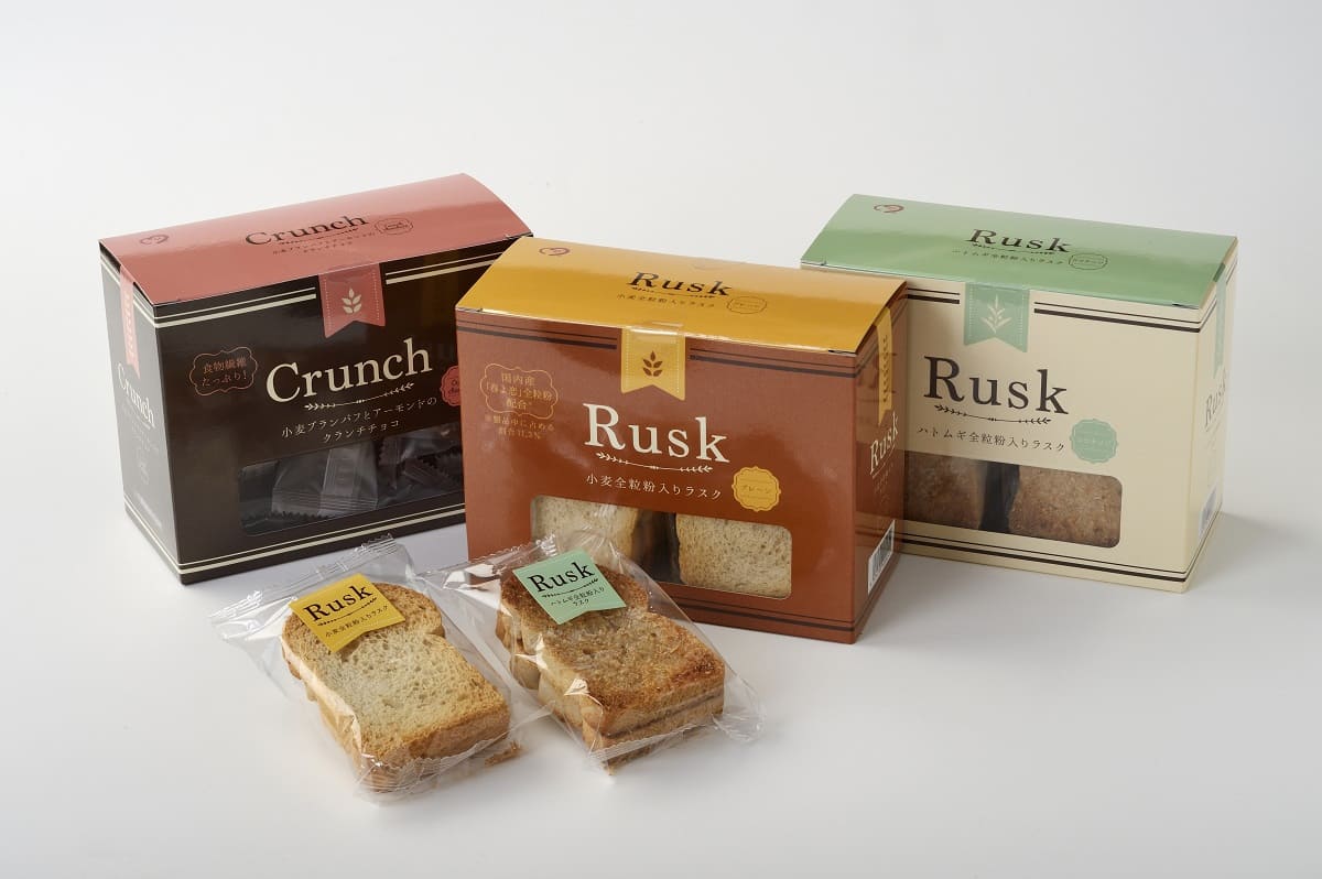 制作事例｜小麦ブランククランチチョコ・小麦全粒粉入りラスク・ハトムギ全粒粉入りラスク